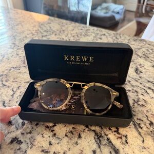 KREWE St. Louis Round Tortoise Frame Sunglasses